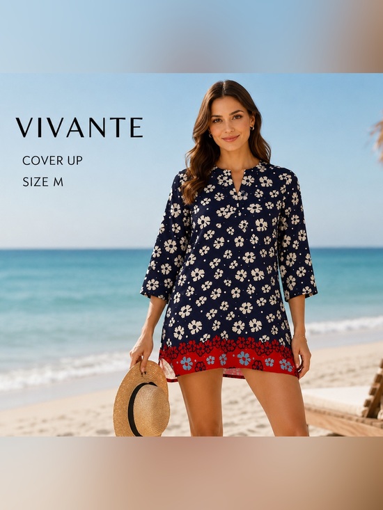 VIVANTE Other - VIVANTE casual printed long sleeve beach resort vacation style coverup/M